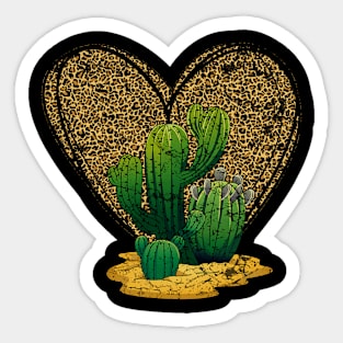 Heart leopard cactus vintage funny gift for woman Sticker